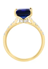 Lab Created Diamond and Sapphire Ring in 14K Yellow Gold