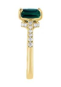 Lab Created Diamond and Emerald Ring in 14K Yellow Gold