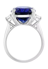 Lab Created Diamond and Sapphire Ring in 14K White Gold
