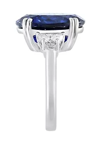 Lab Created Diamond and Sapphire Ring in 14K White Gold