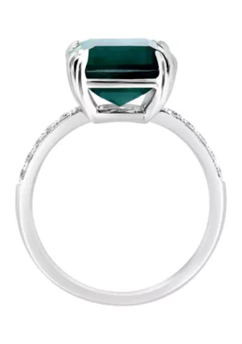 14K White Gold Lab Grown Diamond, Lab Grown Emerald Ring