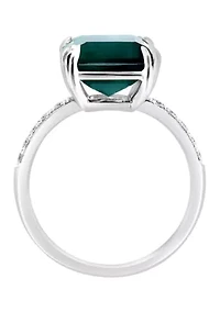 14K White Gold Lab Grown Diamond, Lab Grown Emerald Ring