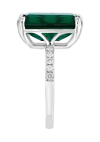14K White Gold Lab Grown Diamond, Lab Grown Emerald Ring