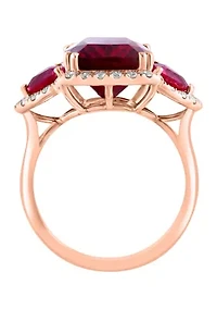 Lab Created Diamond and Ruby Ring in 14K Rose Gold