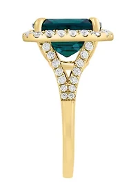 Lab Created Diamond and Emerald Ring in 14K Yellow Gold