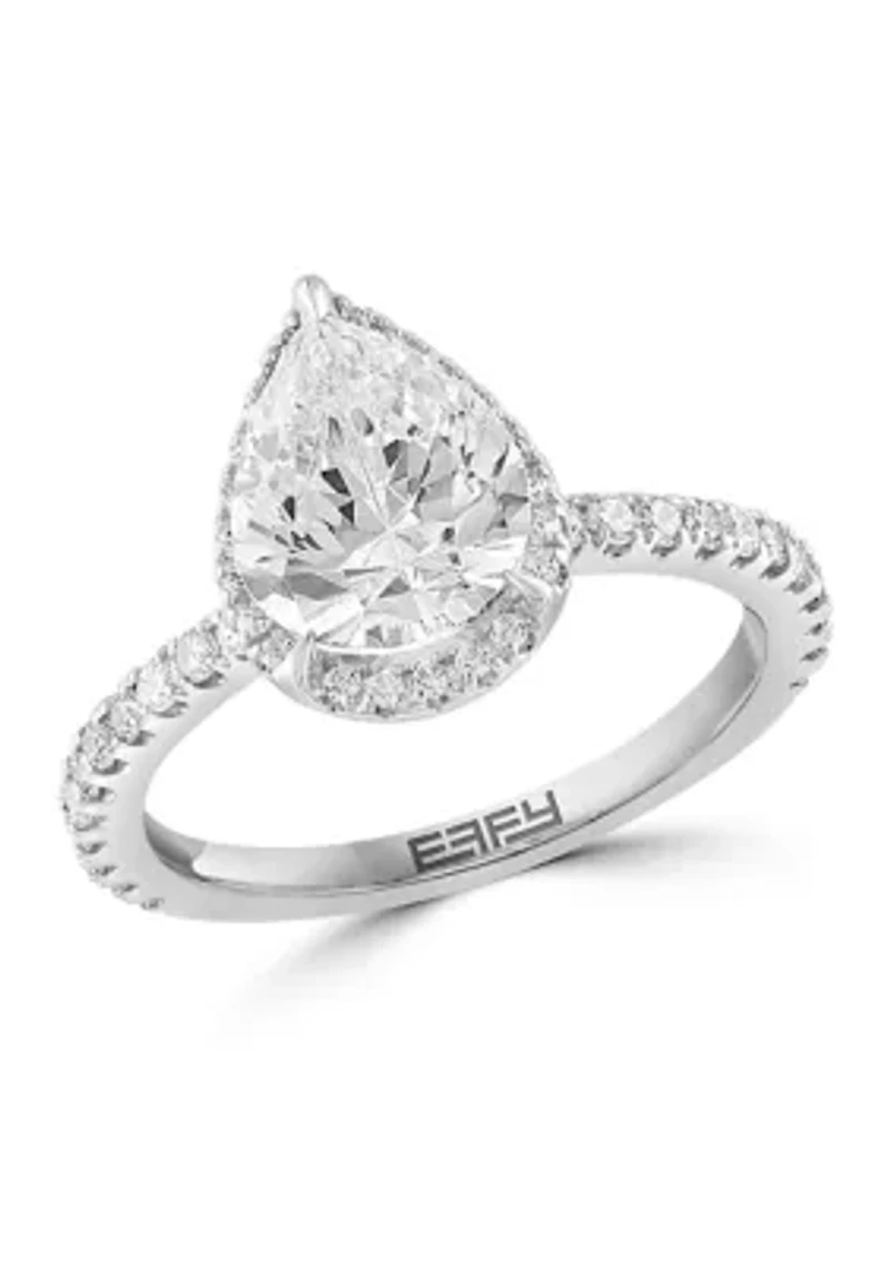 Lab Created Diamond Solitaire Ring in 14K White Gold with 2 ct. t.w. Center