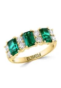 Lab Grown Diamond and Emerald Ring in 14K Yellow Gold