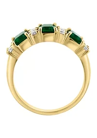 Lab Grown Diamond and Emerald Ring in 14K Yellow Gold