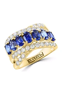 Lab Grown Diamond and Sapphire Ring in 14K Yellow Gold
