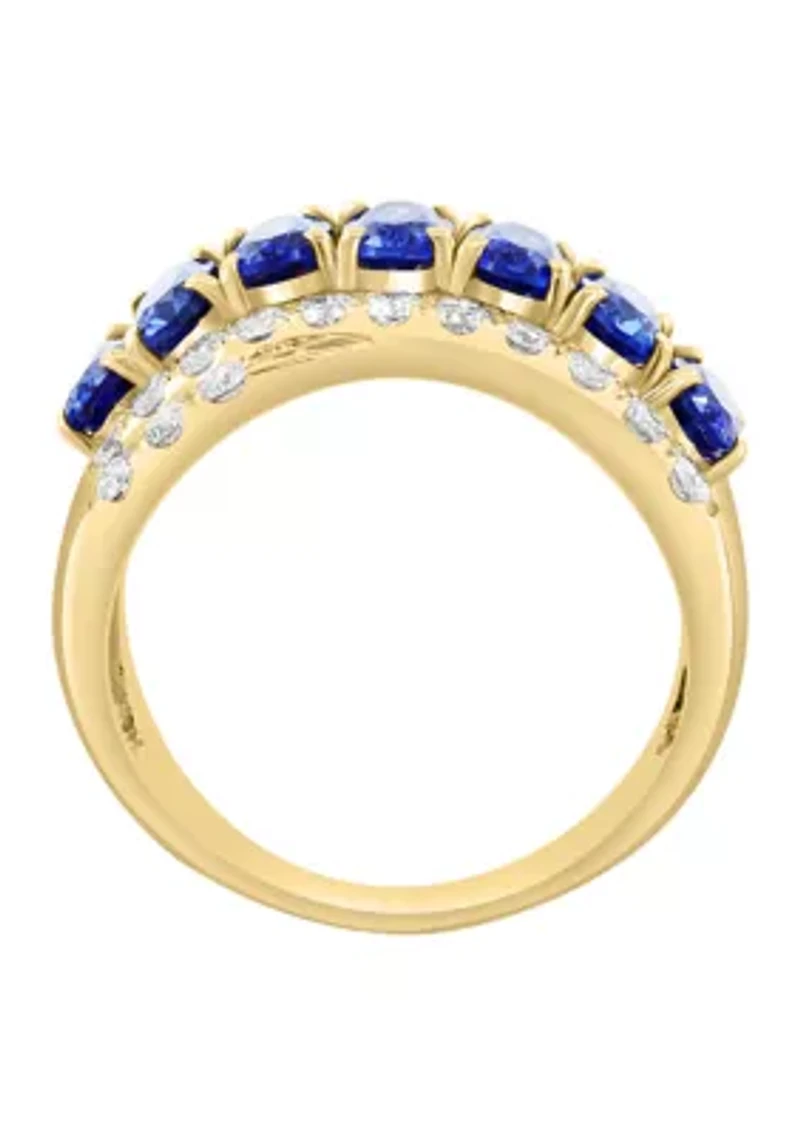 Lab Grown Diamond and Sapphire Ring in 14K Yellow Gold