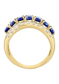 Lab Grown Diamond and Sapphire Ring in 14K Yellow Gold