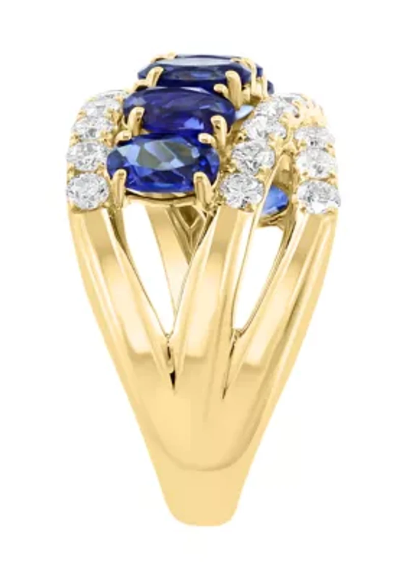Lab Grown Diamond and Sapphire Ring in 14K Yellow Gold