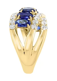 Lab Grown Diamond and Sapphire Ring in 14K Yellow Gold