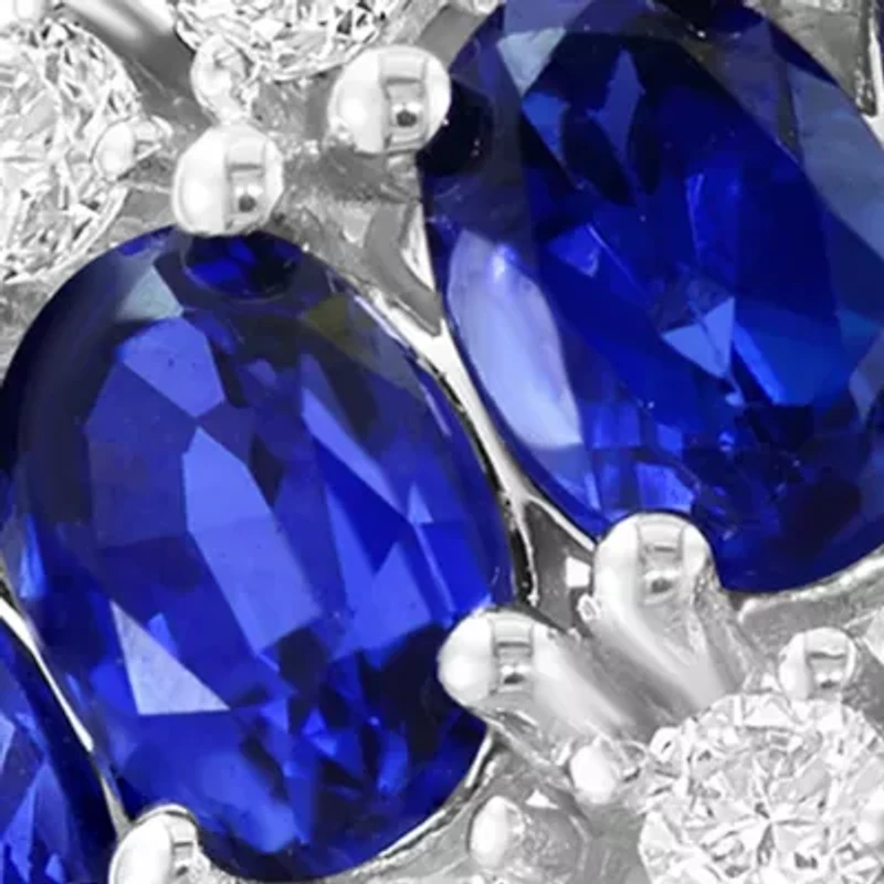 Lab Grown Diamond and Sapphire Ring in 14K White Gold