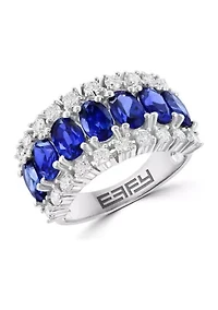 Lab Grown Diamond and Sapphire Ring in 14K White Gold