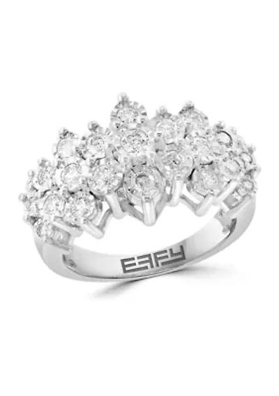 Sterling Silver Lab Grown Diamond Miracle Set Ring