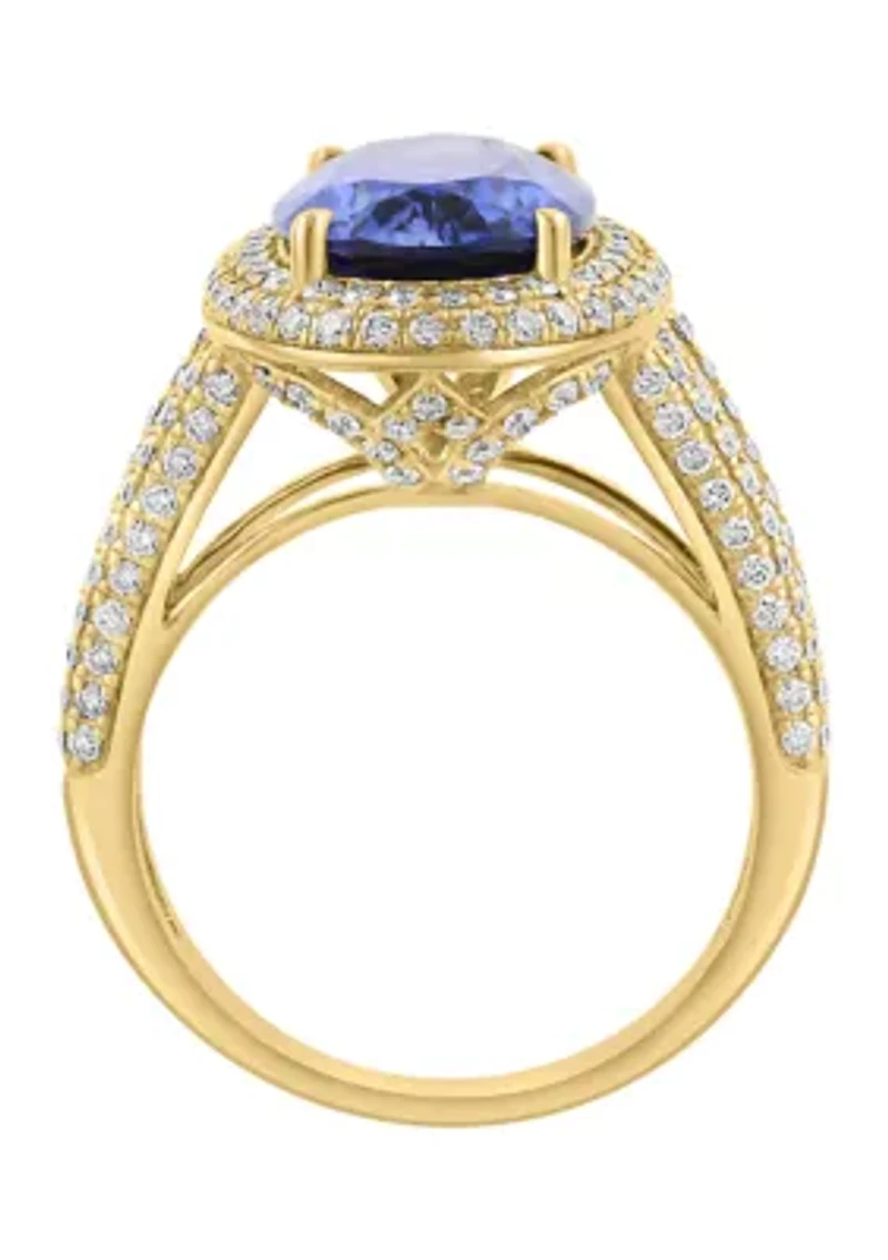 1 ct. t.w. Lab Grown Diamond and Sapphire Ring in 14K Yellow Gold