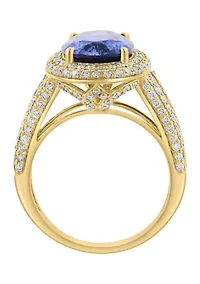 1 ct. t.w. Lab Grown Diamond and Sapphire Ring in 14K Yellow Gold