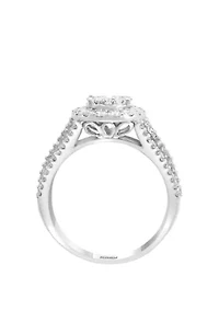 1.94 ct. t.w. Round and Baguette Diamond Cluster Ring in 14k White Gold