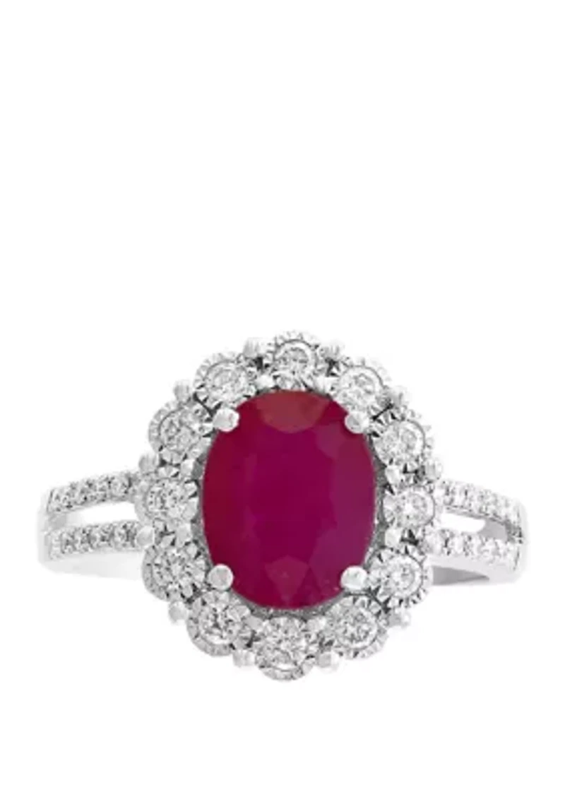 1.9 ct. t.w. Ruby And 1/3 ct. t.w. Diamond Ring in 14k White Gold