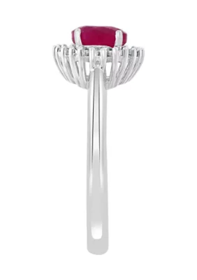 1 ct. t.w. Natural Ruby with 1/10 ct. t.w. Diamond Ring in Sterling Silver