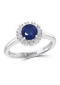 1 ct. t.w. Natural Sapphire and 1/10 ct. t.w. Diamond Ring in Sterling Silver