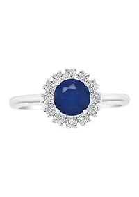 1 ct. t.w. Natural Sapphire and 1/10 ct. t.w. Diamond Ring in Sterling Silver
