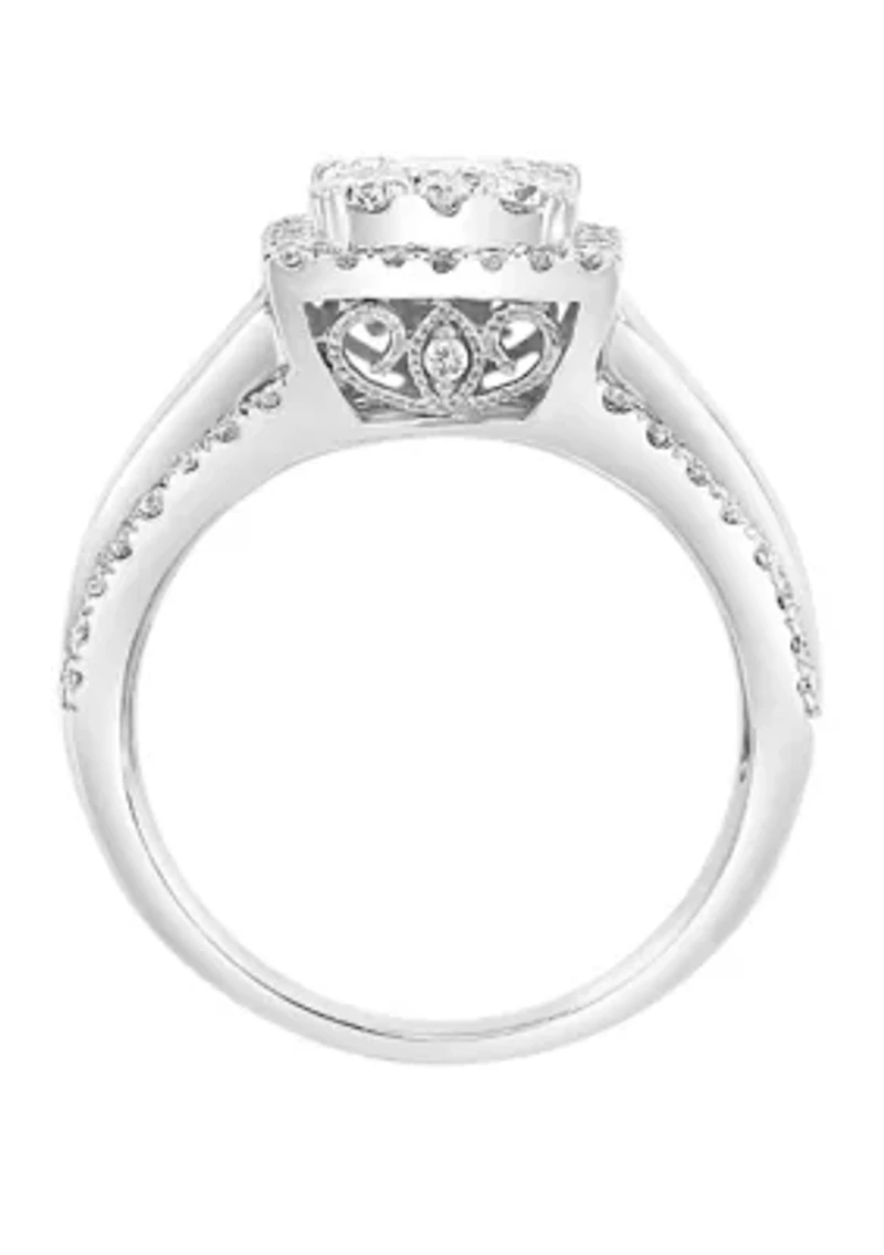 1.44 ct. t.w. Diamond Cluster Ring in 14K White Gold