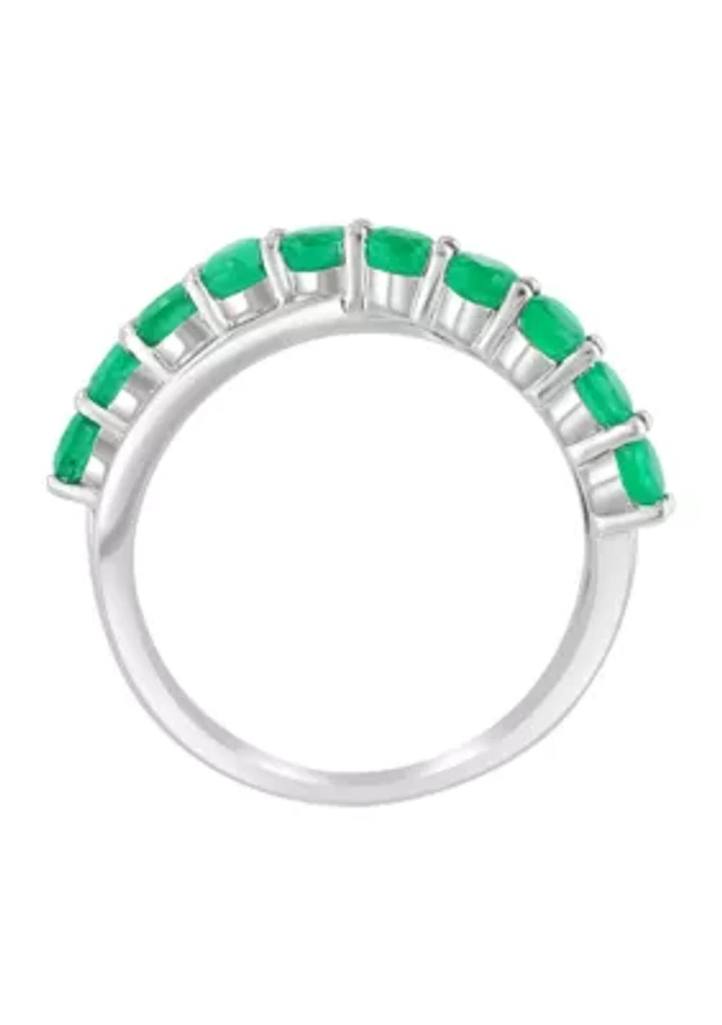 Natural Emerald Ring in Sterling Silver 