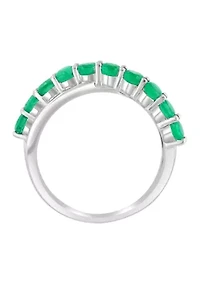 Natural Emerald Ring in Sterling Silver 