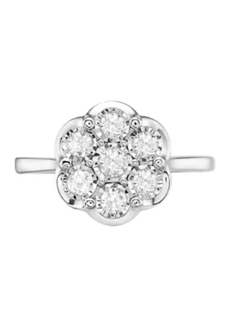 Sterling Silver 1/2 ct. t.w. Diamond Miracle Set Ring
