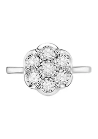 Sterling Silver 1/2 ct. t.w. Diamond Miracle Set Ring