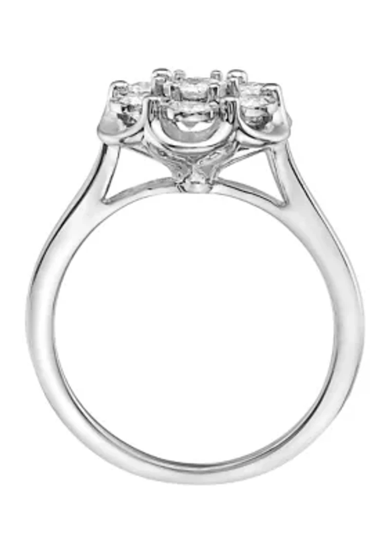 Sterling Silver 1/2 ct. t.w. Diamond Miracle Set Ring