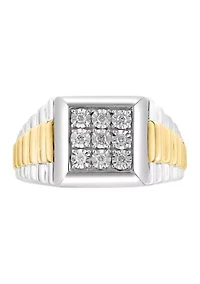 Men's Gold Plated Diamond Ring in Sterling Silver