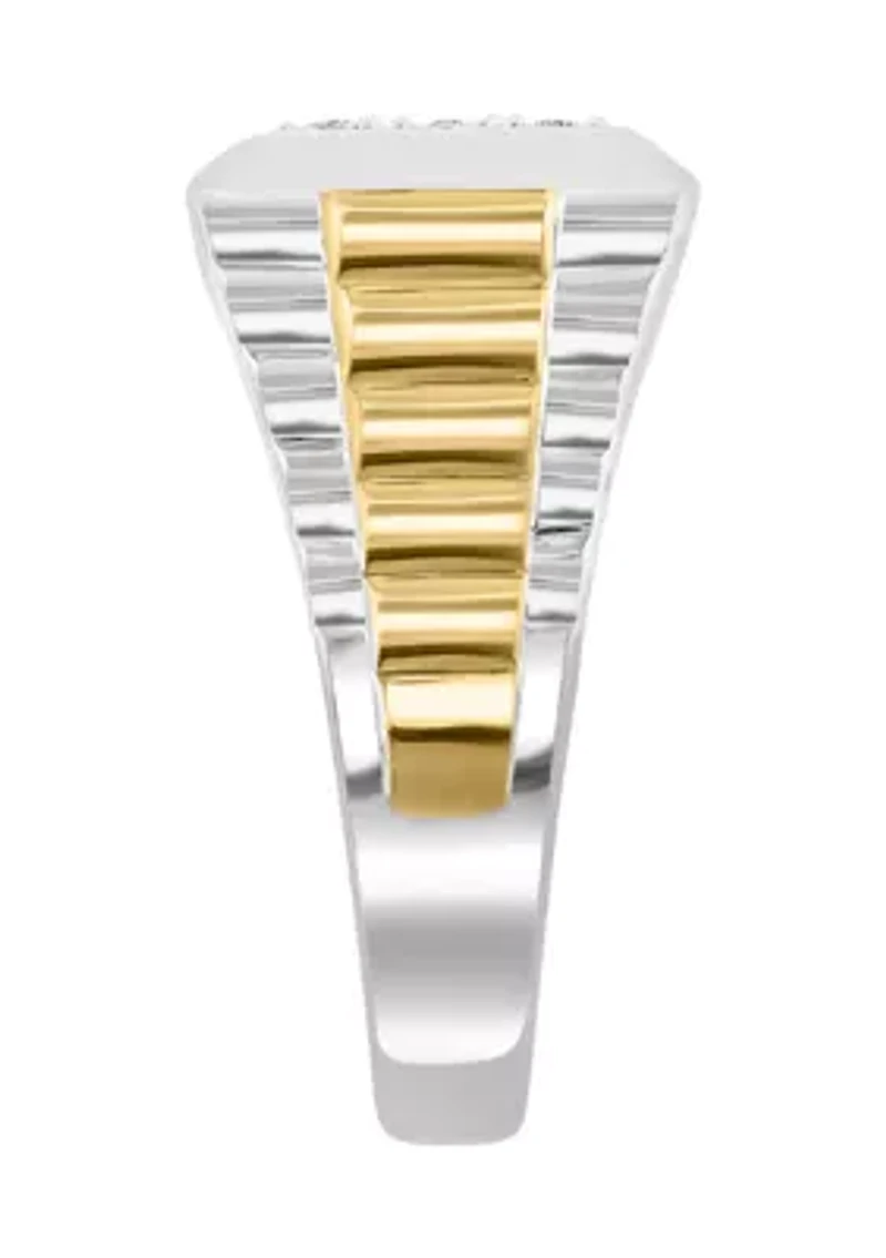 Men's Gold Plated Diamond Ring in Sterling Silver