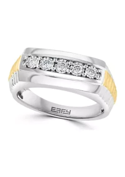 Men's Gold Plated Diamond Ring in Sterling Silver