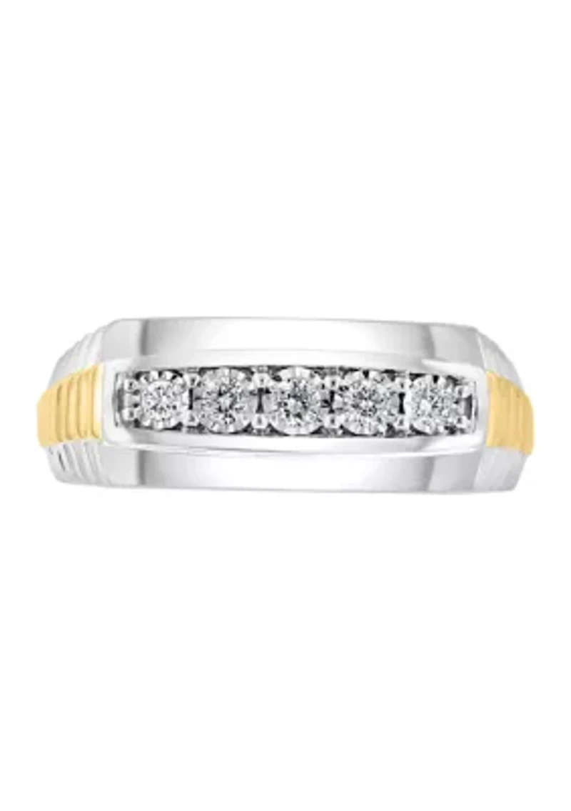 Men's Gold Plated Diamond Ring in Sterling Silver