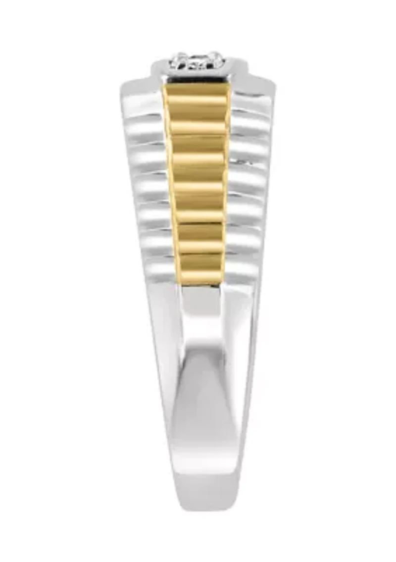 Men's Gold Plated Diamond Ring in Sterling Silver