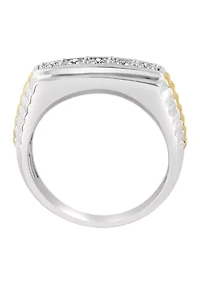 Men's Gold Plated Diamond Ring in Sterling Silver