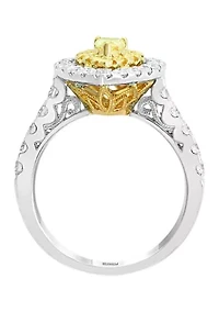 1.21 ct. t.w. Cluster Diamond Ring with White and Natural Yellow Diamonds in 18K White and Yellow Gold