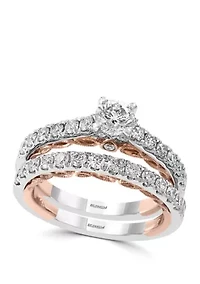 1.38 ct. t.w. Set of 2 Diamond Rings in 14k White and Rose Gold