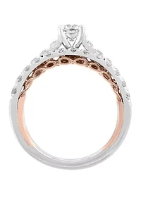 1.38 ct. t.w. Set of 2 Diamond Rings in 14k White and Rose Gold
