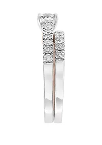 1.38 ct. t.w. Set of 2 Diamond Rings in 14k White and Rose Gold