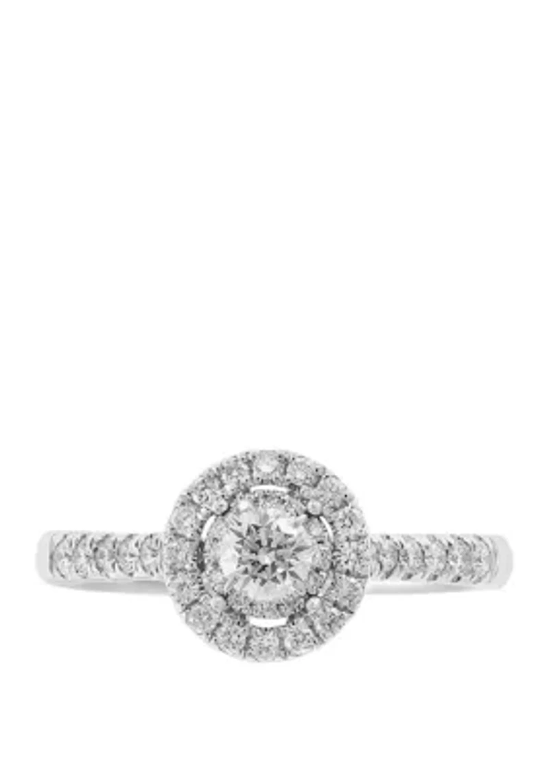 5/8 ct. t.w. Diamond Infinite Love Center Round Stone Engagement Ring in 14k White Gold                                                                                                                                                        