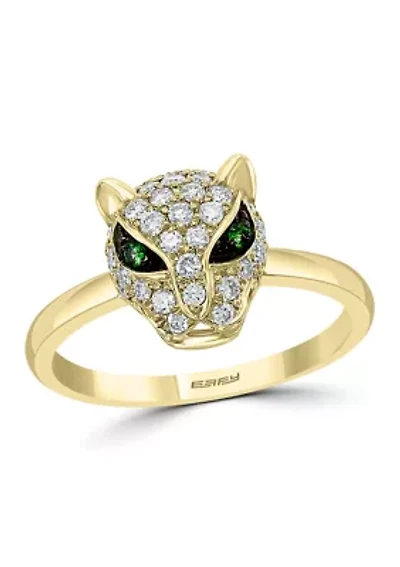 14K Yellow Gold Diamond Tsavorite Ring 