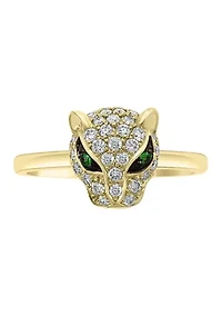 14K Yellow Gold Diamond Tsavorite Ring 