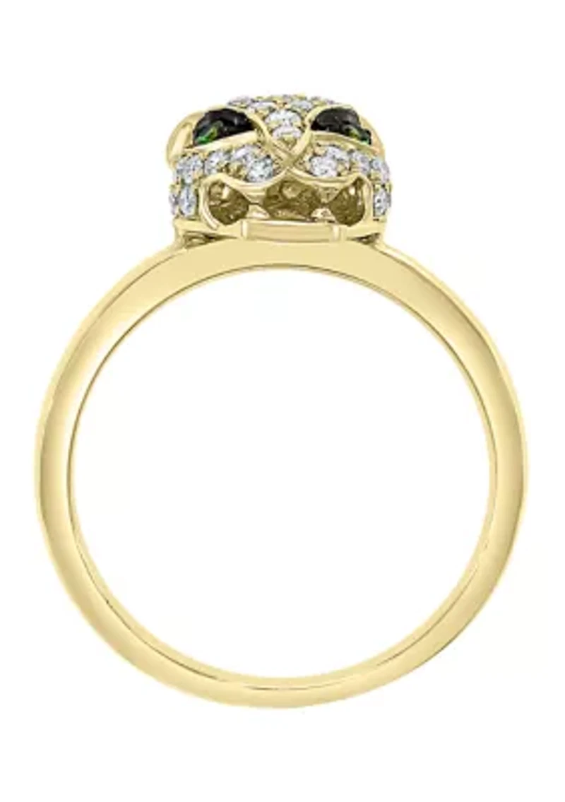 14K Yellow Gold Diamond Tsavorite Ring 