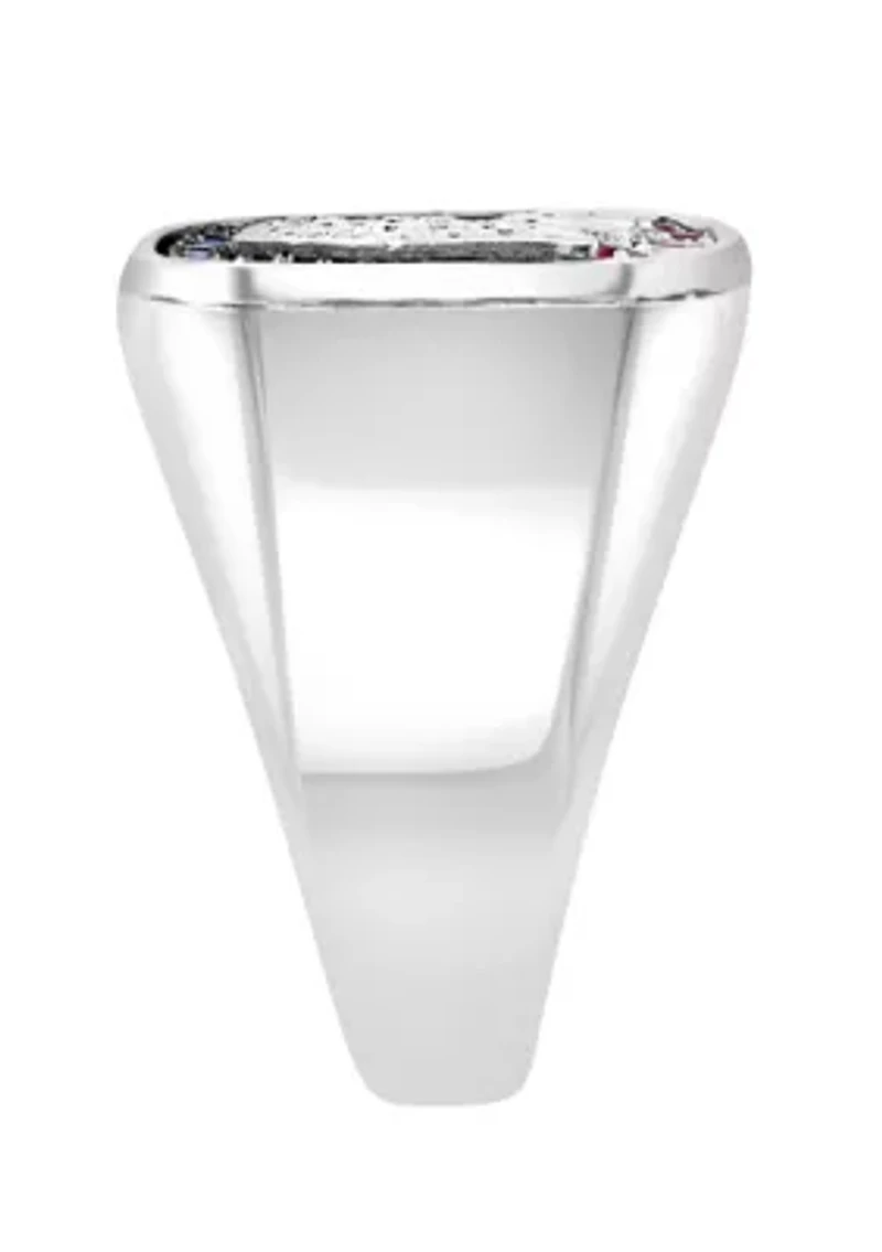 Men's Diamond, Black Diamond, Natural Ruby, and Natural Sapphire Ring in Sterling Silver