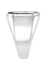 Men's Diamond, Black Diamond, Natural Ruby, and Natural Sapphire Ring in Sterling Silver