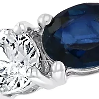 Natural Sapphire, White Sapphire Ring in 14K White Gold 
